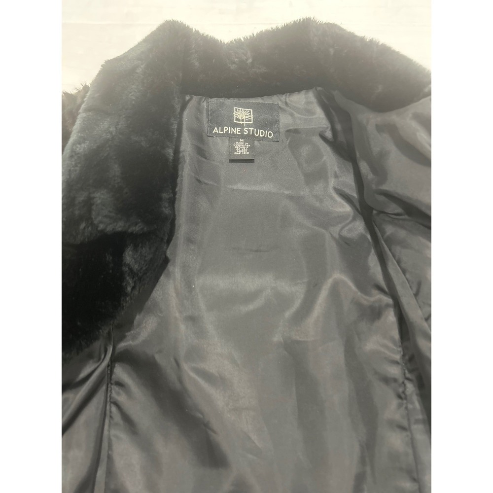 Black Faux Fur Textured Jacket Coat Women's Size M - Picture 2 of 9